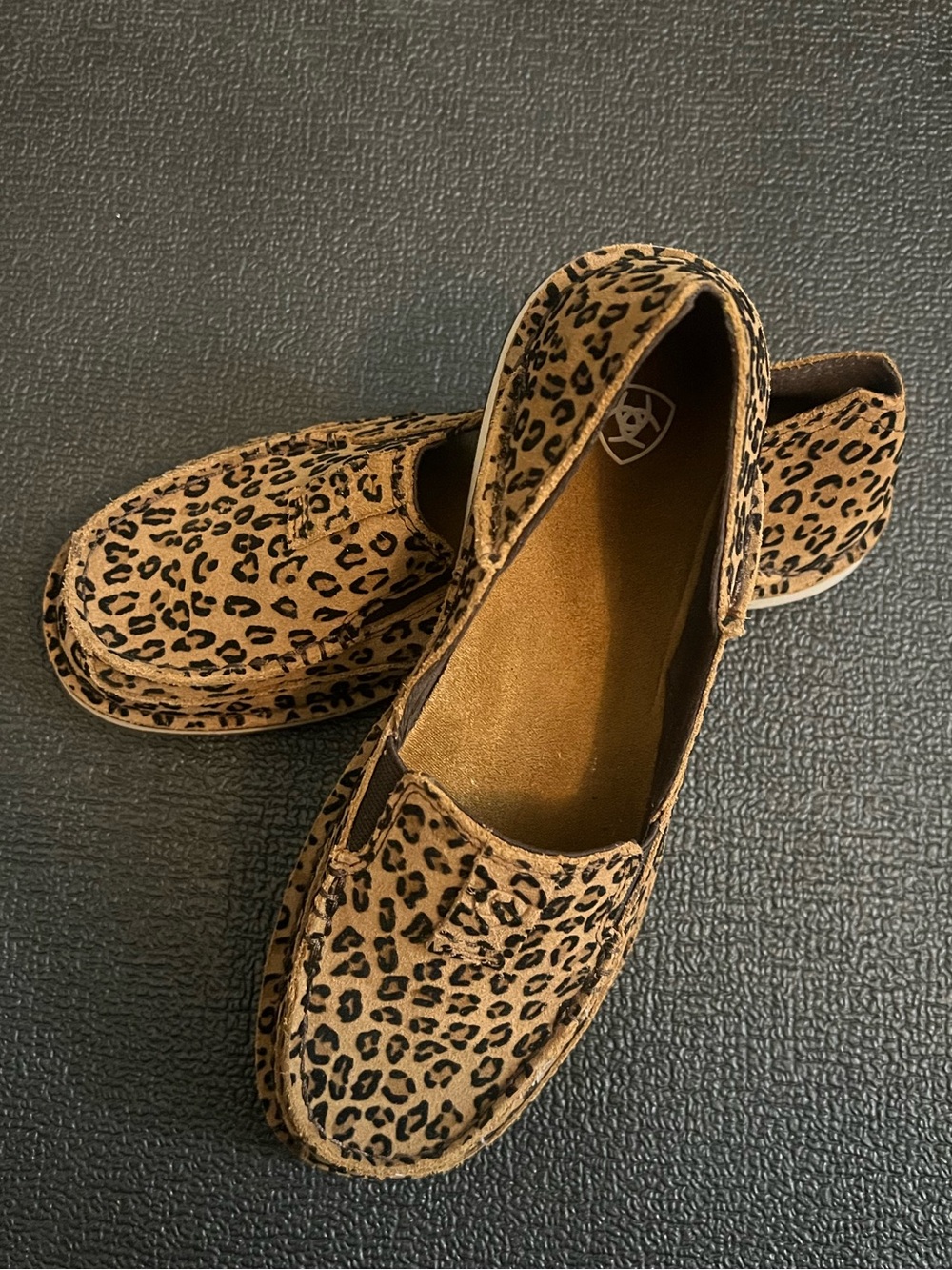 Ariat Leopard Print Slip-On Moccasins in Tan and Black. WORN ONCE W/SOCKS